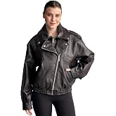 Kadın Oversize Deri Bomber Ceket - Yeni Sezon Premium Biker Deri Mont