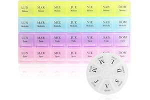 PEKA PEKÍTA Pastillero Semanal 4 Tomas en Español y Pastillero Semanal Pequeño de Viaje - Pastilleros Semanales 4 Tomas