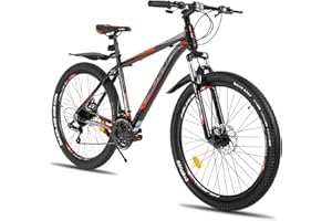 ‎ROCKSHARK Hiland 26 Zoll Mountainbike Rad Vollfederung Mountain Bike Fully Shimano 21 Gang Fahrrad mit Rahmenpaket Schutzblech Federgabel Scheibenbremsen MTB für Herr Damen Jungen Mädchen Schwarz/Grau/Weiß