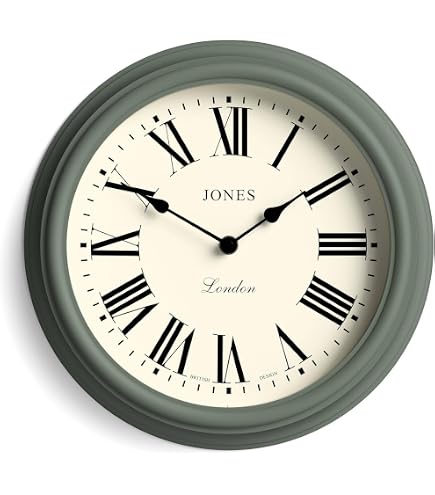 Horloge Murale Ronde JONES CLOCKS - Design Floral, Cadran 25 Cm, Finition Faux Bois - Pour Cuisine, Salon, Bureau - 3