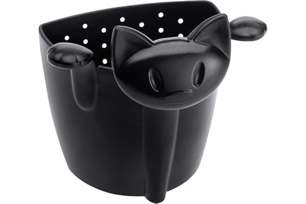 Koziol 3236526 Miaou Passoire à thé Plastique Noir Opaque 6 x 6,6 x 7,6 cm