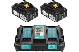 AOSROSO 2 Stück 8.0Ah 18V Ersatzakku für Makita 18V Akku mit Ladegerät DC18RD 4A für Makita Akku 18V Ladegerät BL1850 BL1860B BL1830 Kompatibel mit Makita Ladegerät DC18RA DC18RC