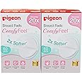 Pigeon Disposable Breast Pads,Comfy Feel,2X Softer,Gentle on Skin,Stay Dry All Day,Aloe Vera Extract,Dermatologically Test,Leak Proof Coverage,White,60 pcs,Pack of 2