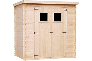 Abri de Jardin en Bois TIMBELA M311 - Stockage extérieur l204xL142xH200cm/2.22m2- Petit abri à Outils, Local à vélos - Toit imperméable, fenêtres