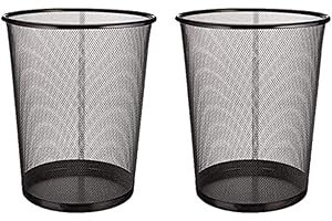 EUROXANTY® Cestino per la carta | 27 x 24 cm | Pattumiera nera circolare | Cestino carta ufficio | In rete | Griglia metallica | 10 L | Pack 2 unità