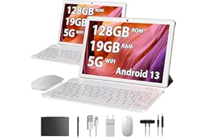 HEASUR Tablet 10 Pollici, Tablet Android 13,Tablet in Offerta 19GB RAM+128GB ROM(TF 1TB), Octa-Core 2.0 GHz,WiFi 5G/2.4G BT5.0, Camera 8000mAh,8MP+5MP,Tablet con Tastiera e Penna&Custodia - Gold