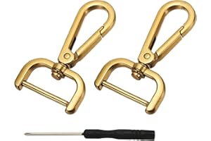 YELARXI Swivel Clasps Hook, 1 Inch ID Detachable Snap Hook W/Screw Bar D Ring Claw Clasp with Screwdriver Fit for Lanyard Bag Leather Craft Purse Hardware DIY Bag (2 Pack, Dark Gold)