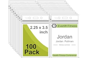 FUSHING Paquete de pesca de 100 titulares de placa vertical de plástico transparente, titulares de etiquetas con nombre, portatarjetas