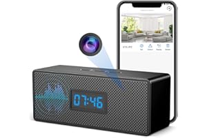 WeBeqer Hidden Camera Clock, 1080P Mini WiFi Spy Camera Sits Concealed in Bluetooth Speaker, Nanny Cam Baby Pet Dog Camera with App Viewing, Video Recording, Night Vision, Motion Detection