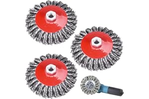 GOMETY Lot de 3 brosses métalliques M14 125 mm pour meuleuse d'angle, meuleuse d'angle, brosse à disque, brosse à boisson, meuleuse d'angle, brosse métallique pour polissage, désalignement et ébavurage