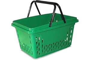 GERSO - Set 10 Cestini Spesa Plastica 40L con 2 Staffe, Colori Vari Verde