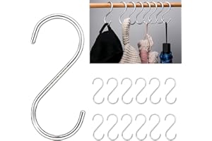 Anzhee S Hooks, Shooks for Hanging, Kitchen Hooks, S Shaped Hooks, SUS304 Food Grade Material Keep Your Health, 304 Stainless Steel Heavy Duty Hangers for Bathroom, Security | Strong | Never Rust