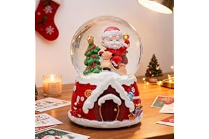LETTERASHQP Schneekugel Weihnachten mit Musik Licht Weihnachtliche Schneekugeln Weihnachtsdeko Spieluhr Weihnachten 13,5X 8cm Kugel 6,5 cm Weihnachtsmann Weihnachtsdekoration