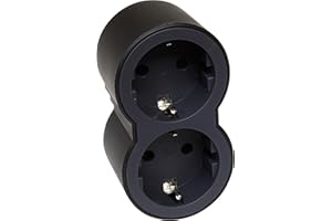 LEGRAND Adaptadores 2P+T, 2 Tomas de enchufes/Corriente Frontales, Ladron de enchufes, Color Negro/Gris Oscuro 694517