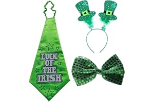 Dodheah St. Patrick's Day Cappello Leprechaun Costume Accessori Decorazioni Irlanda Verde Cerchietti Capelli Set di San Patrizio Cravatta Carnevale Festa a Tema