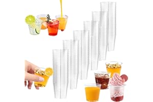 Behiruch 200 PCS Verre Shooter Plastique, 30ml Verre a Shot, Réutilisables Verres à Liqueur, Transparent Verrines en Plastique, Pour Dégustations, Fêtes, Mariages