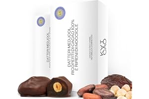 Kaicao Datteri Medjool Ripieni di Nocciole Tostate, Ricoperti di Cioccolato Fondente 100% Cacao Oko - Senza Zuccheri Aggiunti - Snack Salutare - Confezione da 8 Datteri