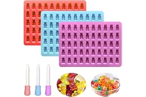 DIVONO 3 Stück Gummibärchen Formen Silikon-Schokoladenformen Süßigkeiten-Silikonformen,Klein Gießform Gummibärchen Pralinenformen Fruchtgummi Form mit 3 Dropper für Süßigkeiten,Schokolade,Gelee