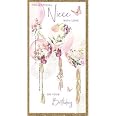 Nigel Quiney Geburtstagskarte „Birthday Wishes“ - Floral Mit Goldfolie, 15x15 Cm