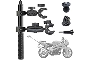 Higatful Supporto per manubrio di moto con bastone invisibile per selfie da 47 pollici, compatibile con Insta360 ONE X3 X2 X RS R Go 2 3 Action Camera