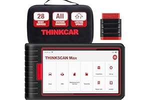 thinkcar Thinkscan Max Valise Diagnostic Auto Lecteur Code Défaut Voiture,OBD II Scanner pour Tous Les Systèmes avec 28 Fonctions de réinitialisation GRATUITES,Outil Diagnostic Multimarque pour Auto