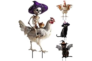SBYHBHYDS Hühnchen Schwarze Katze Halloween Dekoration, Halloween Dekor Außenhof Schilder, Hofschilder Pfähle Gartendeko für Hof, Rasen, Garten, Halloween Outdoor Partys Deko (A)