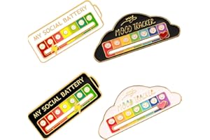 YHUIKXIN 4 Stück My Social Battery Pin Lustige Brosche für Soziale Stimmung 7 Tage Functional Aesthetic Enamel Pins Brooch Mood Expressing Pin for Introverts Sozialbatterie Anstecker