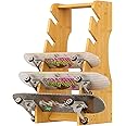 Skateboard Rack Floor Stand,Solid Wood Skateboard Display Rack Snowboard Storage Rack Skateboard Organizer Storage Racks Holds for Garages Clubs and Skate Shops