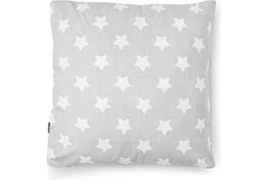 PinkZebra Federa per cuscino per bambini e bambine, federa 50 x 50 cm, in 100% cotone, federa per cuscino, Ecotex Standard 100, federa per bambini con chiusura lampo, stelle