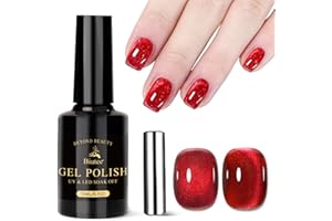 Biutee Smalto Semipermanente Unghie Magnetico - Rosso Intenso Jelly Trasparente Cat Magnetic Eye - Smalti Semipermanenti per Unghie Soak-Off UV/LED Art Salone 15ml