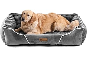 YITAHOME Letto per cani extra grande lavabile Letto per animali domestici, fondo antiscivolo, morbido e traspirante, letto morbido in velluto di mais per cani e gatti piccoli, 89x64x23cm, grigio