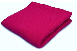 ORIENT FASHION Mussola Doppia garza, Tessuto di cotone, 50 x 130 cm (Fucsia)