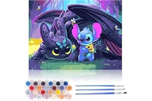 ZZQVIP DIY Pintar por Numeros Adultos, Compañero de Dragón Amigable Sobre Kit de Pintura Al óleo de Lienzo para con Pinceles, Decoración Del Hogar Por Números para Adultos y Niños (Sin Bordes)