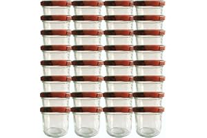 hocz Preserving Jars Set, Quantity 50 Pieces, Capacity 125 ml, with Screw Lid, Lid Colour, Jam Jars, Preserving Jars (Fruit, Pack of 50)
