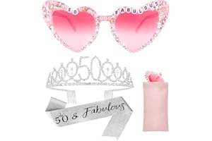 Bingtoo Geburtstagssonnenbrille, Krone und Schärpe für Frauen, Krone Geburtstag Erwachsene, Geburtstag Deko