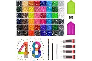 KORVORIA Kristall 3mm, Bedazzling Kit, 48 Färg Nagel Konst Strass | med 5 verktyg, inklusive penna och pincett, lämplig för gör-det-själv, nagelkonst, kläder och smink