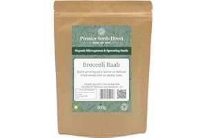 PREMIER SEEDS DIRECT - MICROGREEN/Sprouting Seeds - Broccoli RAAB - Organic (200 Grams)