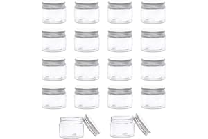BENECREAT 18 Pack 40ml Barattoli Contenitori in Plastica Trasparente PET con Tappi a Vite in Alluminio per Cosmetici da Viaggio, Cura del Corpo, Perline, Snack di Cibo Secco