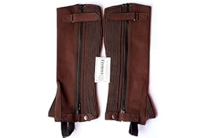 AMIDALE HALF CHAPS HORSE RIDING EQUESTRIAN BROWN AMARA WASHABLE WITH ZIP (MEDIUM)