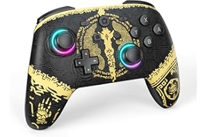 Geebond Wireless Switch Pro Controller for Nintendo Switch Controller/Lite/OLED, LED Multi-Platform Windows PC/IOS/Android Remote with Cool RGB Light/Motion Control/Vibration/Turbo/Wakeup-Yellow