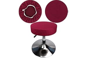 HuaLiSiJi Funda Taburete Redondo 30-40cm Tela Lujosa, Elasticidad Queda Suave y Cómodo Lavable a Prueba de Polvo y Duradero (1Pcs Burdeos)