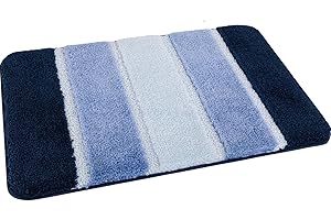 Nest & Nibble Bathroom Bath Mat (Blue, 40 x 60 cm) Non-Slip Toilet Floor Mat | Ultra-Absorbent Microfiber Technology Washable Shower Rug | Soft & Thick Anti-Mould Home Essential Bathtub Carpet