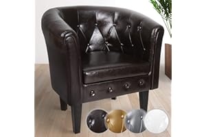 MIADOMODO Sillón Chesterfield | Tapizado en Cuero Artificial con Patas de Madera, Set y Color a Elegir | Butaca de Piel Sintética para Dormitorio y Salón, Sofá Chester 1 Plaza (1 Pieza, Marrón)