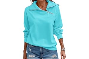 KEBORUILA Pullover Damen Stehkragen Langarm und 1/4 Ausschnitt mit Reißverschluss Frühling Herbst Sweatshirt Oberteile Top