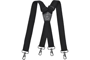 DonDon Bretelles Homme larges - Bretelles noires extra-fortes pour Pantalon de Travail, Costume Large - Clips mousqueton Robustes pour Pantalon en forme de Y ou de X