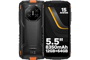 DOOGEE Fire 3 Teléfono Movil irrompible Android 15, 5.5" IPS HD+, 8350mAh,12GB +64 GB/2TB TF movil Resistente,13MP+8MP,Octa Core,NFC/Face ID/GPS/OTG/3,5mm/Widevine L1/IP68&IP69/4G Dual SIM Smartphone