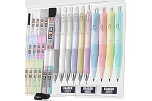 Nicpro 31PCS Pastel Mechanical Pencil Set in Case, Cute Mechanical Pencils 0.5, 0.7, 0.9 mm & 2.0 mm with 15 Tube (HB 2B Colors)Lead Refills, 3 Erasers, Aesthetic School Supplies for Writing Sketching