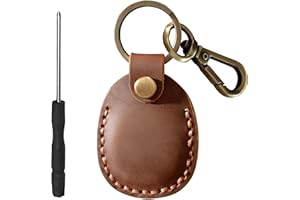 BOTTLE BEAT Genuine Leather AirTag Keyring Holder for Apple AirTags. Anti-Lost, Anti-Scratch Secure Key Ring Case for Key, Pet Collar, Bag, Luggage. Handmade 360° Protective Air Tag Accessory Keychain Full Cover