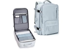 RUYI Bagaż podręczny Ryanair, wodoszczelny, plecak podróżny dla pań i panów, turystyczny, samolot, na co dzień, na laptop 15,6", z przyłączem USB do ładowania i kieszenią na buty, 43 x 30 x 20 cm