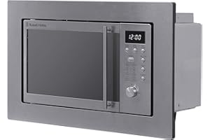 Russell Hobbs Digital Built In Microwave 20 Litre 800W Stainless Steel Integrated with 8 Auto Cook Settings, Defrost Function, Clock & Timer RHBM2001